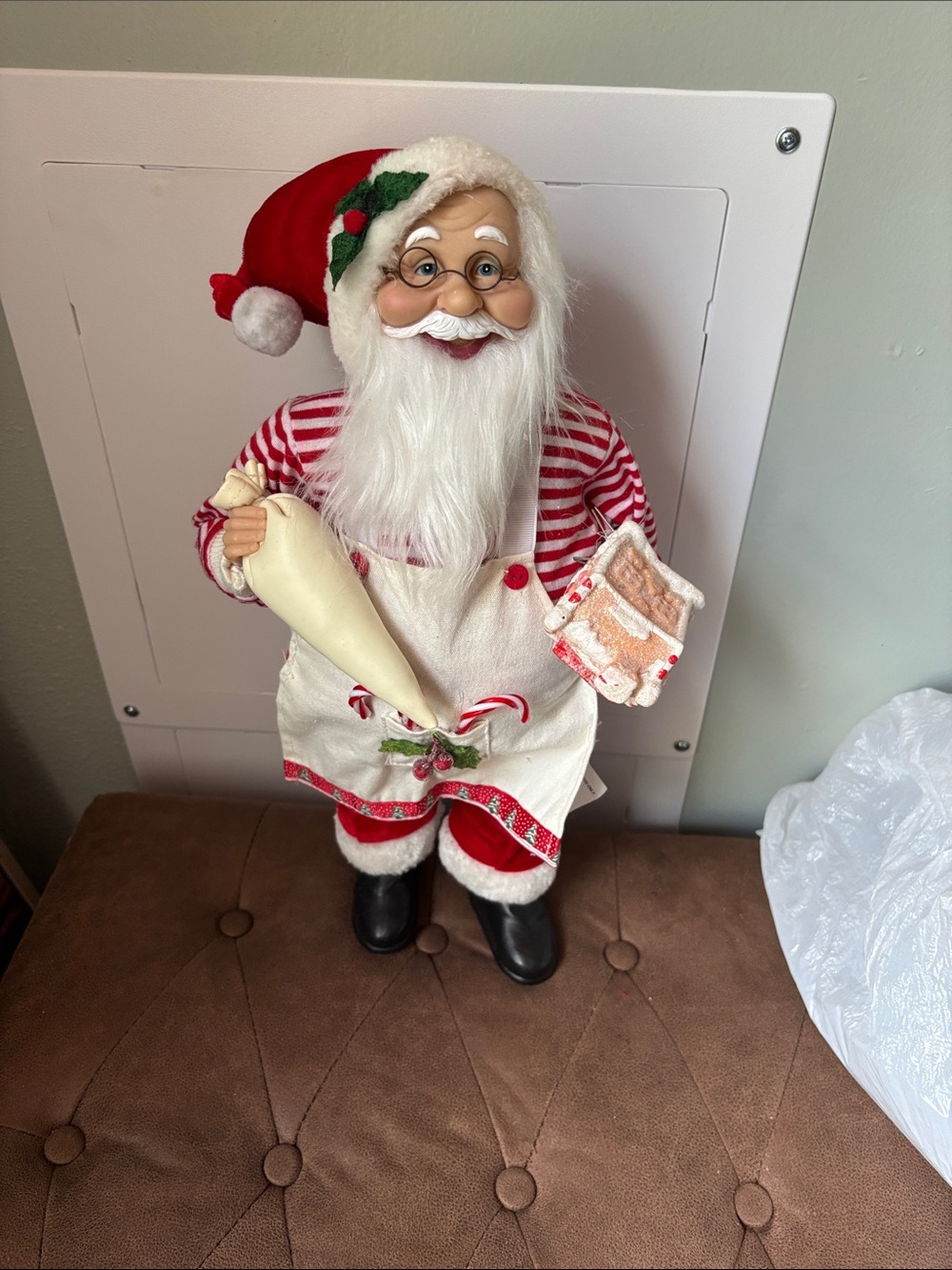 Holiday Santa Baker Figurine - Red and White Christmas Decor